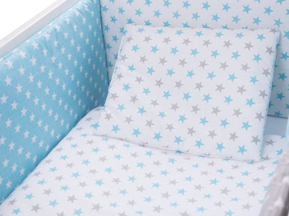 Lenjerie MyKids Colorful Stars Blue 9 Piese 120x60 cm
