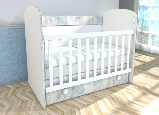 Patut cu leganare MyKids Diana 1 cu lat. culisabila Alb-Antik A428