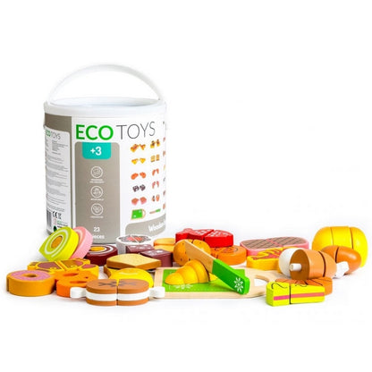 Set alimente din lemn Ecotoys 23 buc