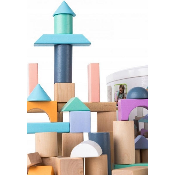 Cuburi din lemn Ecotoys 50 piese