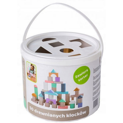 Cuburi din lemn Ecotoys 50 piese