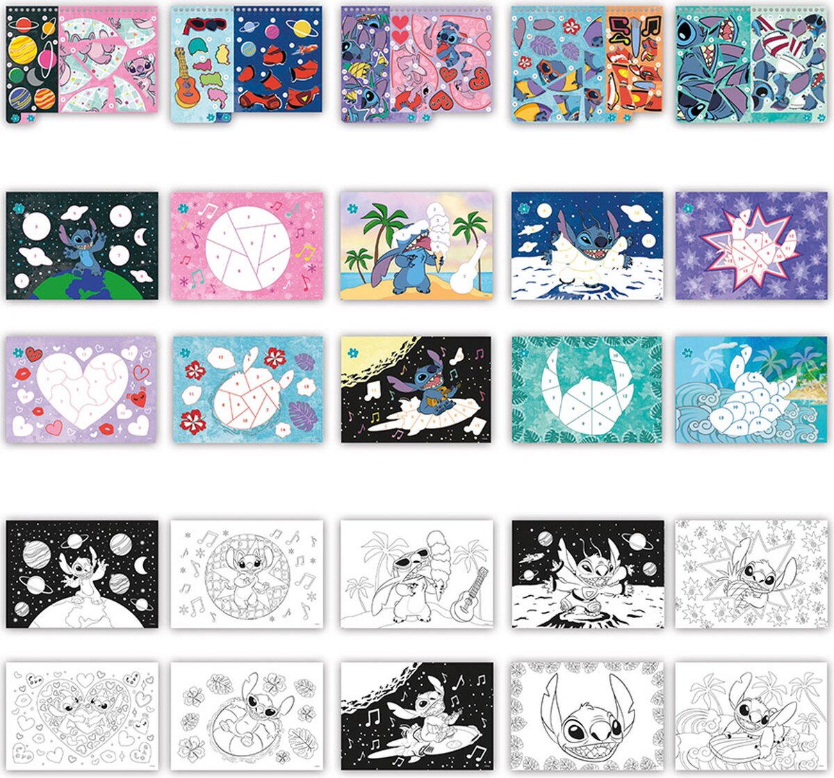 Carte de colorat & abtibilduri cu numere - Stitch