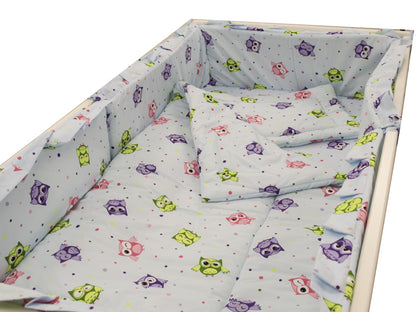 Lenjerie MyKids Mini Bufnite Blue 4+1 Piese 120x60
