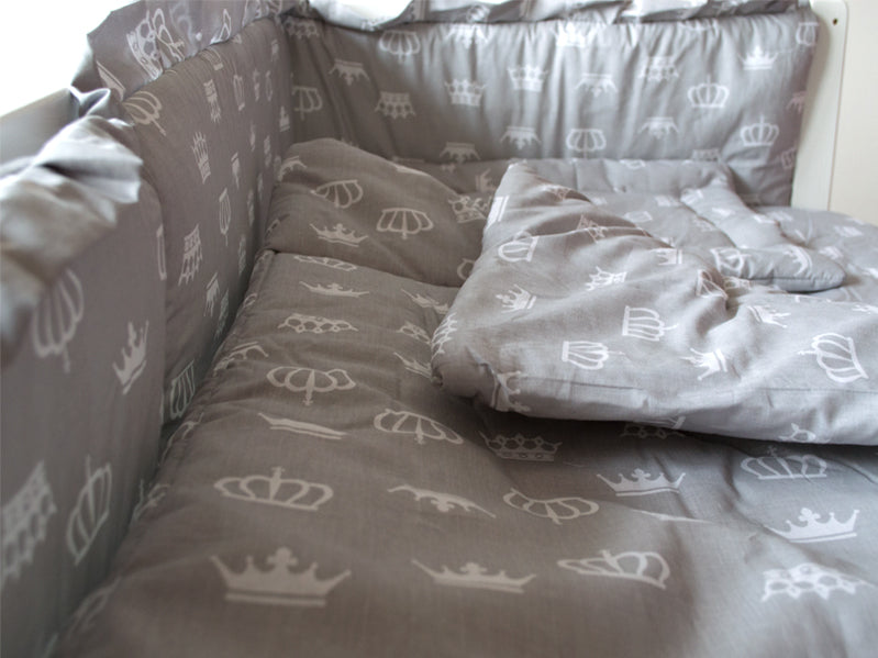 Lenjerie MyKids Coronite Gri 4 Piese 140x70