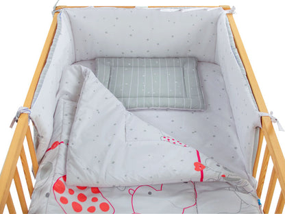 Lenjerie MyKids My Zoo Rosu 5 Piese 120x60 cm