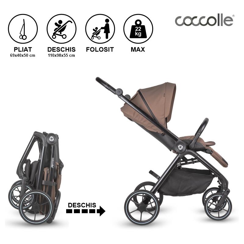 Carucior modular 2in1 Coccolle Serry Light taupe+ Scoica auto iSize Coccolle Knox Greystone
