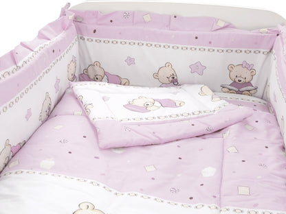 Lenjerie MyKids Teddy Toys Roz M2 5 piese 120x60 cm