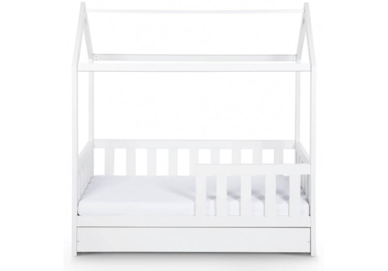 Pat tineret casuta Klups Liv Alb 160x80 cu sertar