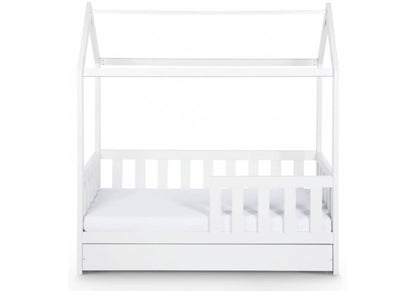 Pat tineret casuta Klups Liv Alb 160x80 cu sertar