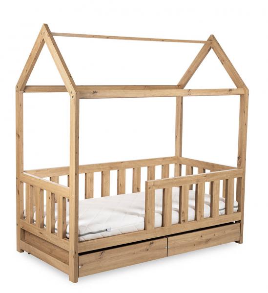 Pat tineret casuta Klups Liv Natur 160x80 cu sertar