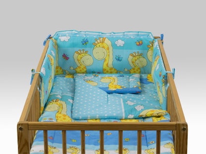Lenjerie MyKids Happy Giraffe Albastru 5 Piese 120x60 cm