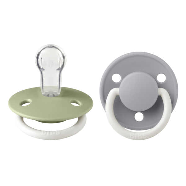 BIBS - Set 2 suzete Fosforescente De Lux GLOW Silicon, tetina rotunda, marime universala