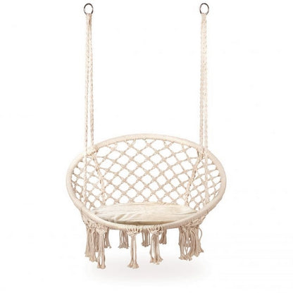 Leagan suspendat pentru interior/exterior, cu spatar si perna, cuib de barza, alb, GW-076W