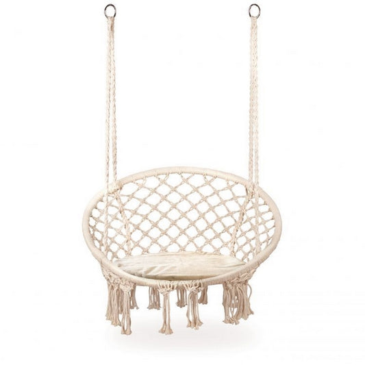 Leagan suspendat pentru interior/exterior, cu spatar si perna, cuib de barza, alb, GW-076W