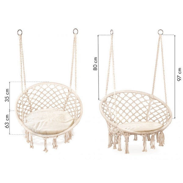 Leagan suspendat pentru interior/exterior, cu spatar si perna, cuib de barza, alb, GW-076W