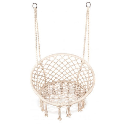Leagan suspendat pentru interior/exterior, cu spatar, cuib de barza, alb, GW-076