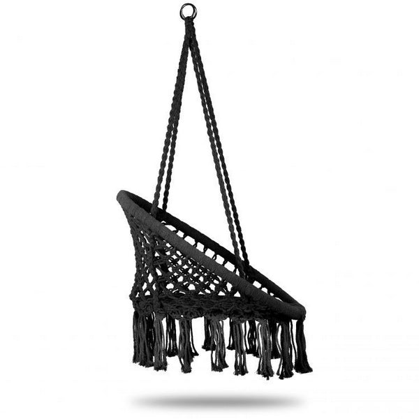 Leagan suspendat pentru interior/exterior, cu spatar, cuib de barza, negru, GW-076