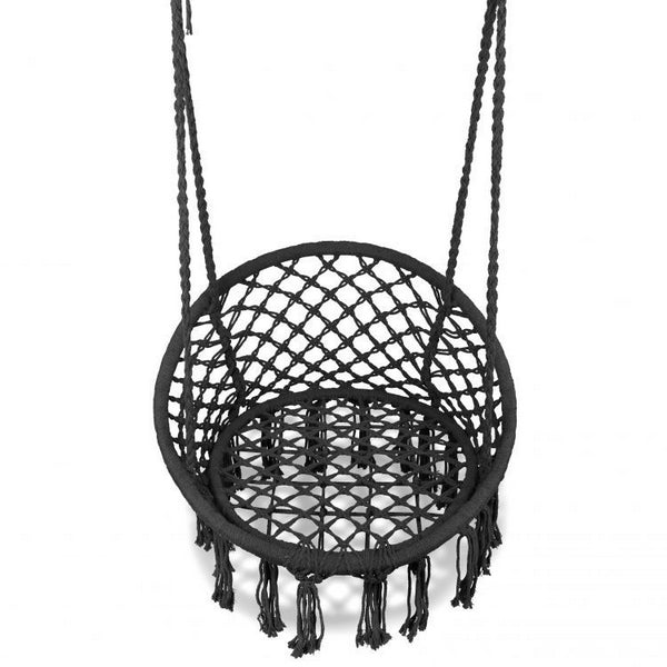 Leagan suspendat pentru interior/exterior, cu spatar, cuib de barza, negru, GW-076