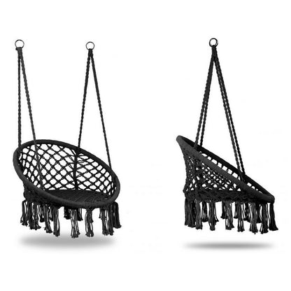 Leagan suspendat pentru interior/exterior, cu spatar, cuib de barza, negru, GW-076