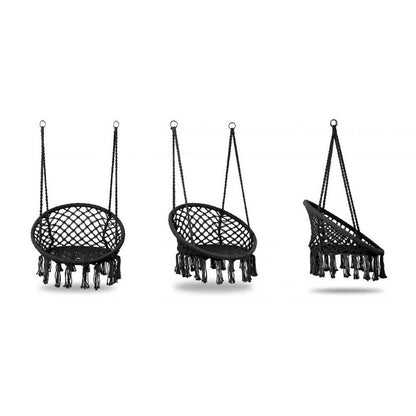 Leagan suspendat pentru interior/exterior, cu spatar, cuib de barza, negru, GW-076