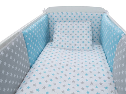 Lenjerie MyKids Colorful Stars Blue 9 Piese 120x60 cm