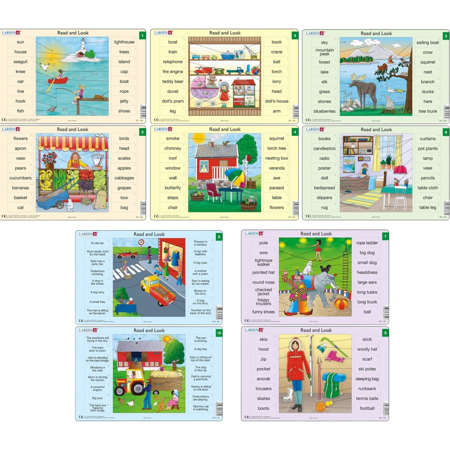 Set 10 Puzzle-uri Read and Look 1 -10 (EN), 16 piese Larsen LRRA1