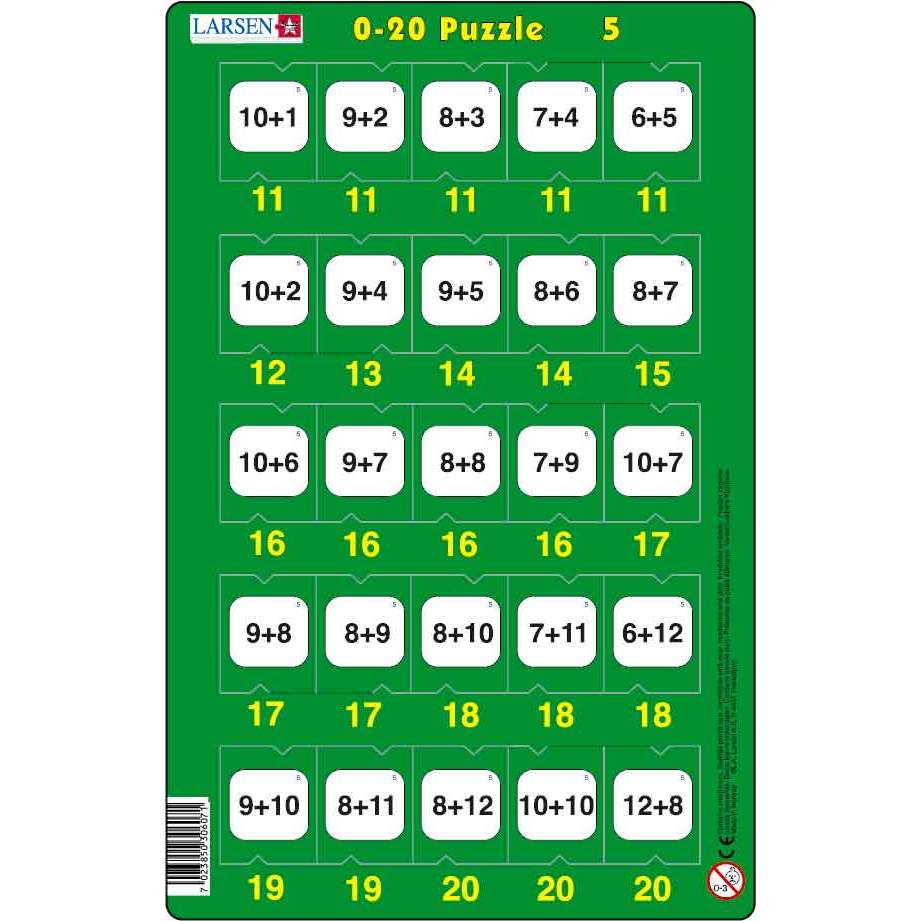 Set 16 Puzzle-uri 0 - 20, 25 Piese Larsen LRP47