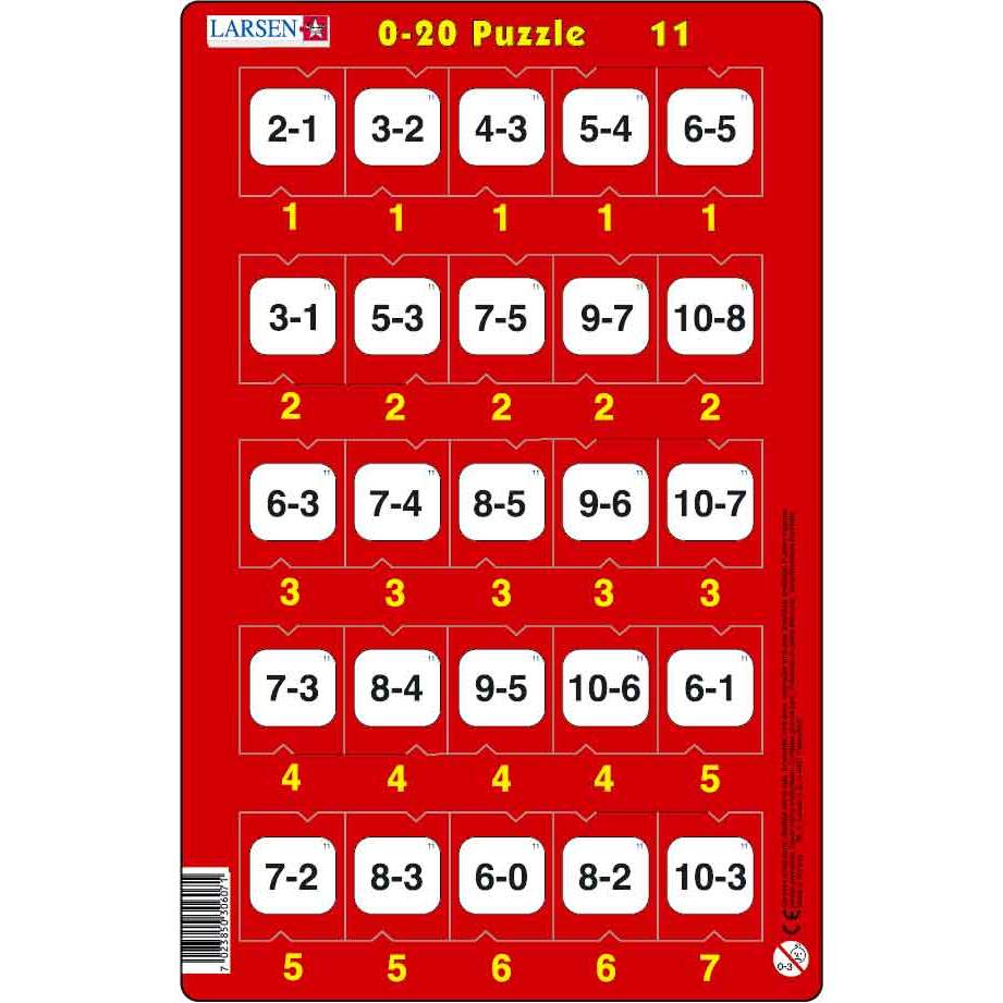Set 16 Puzzle-uri 0 - 20, 25 Piese Larsen LRP47
