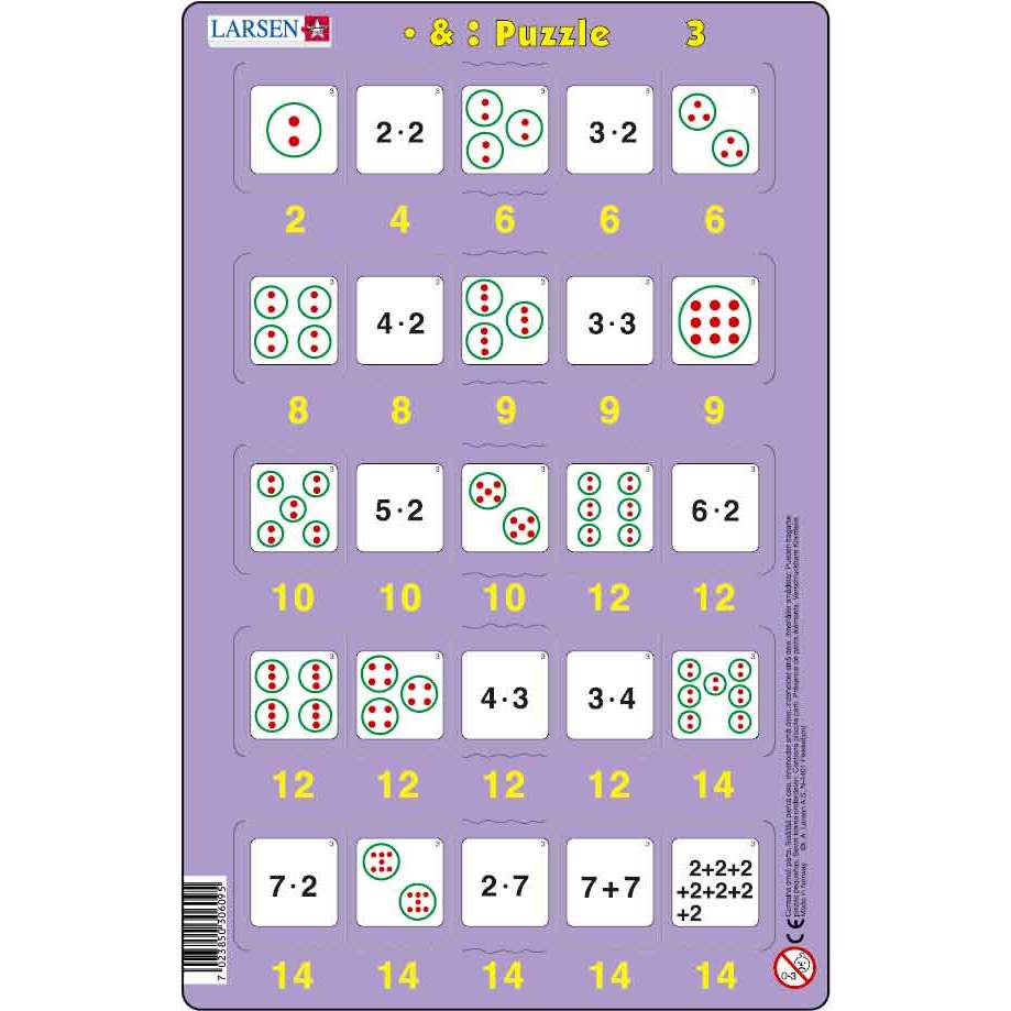 Set 16 Puzzle-uri Inmultire si Impartire, 25 Piese Larsen LRP49