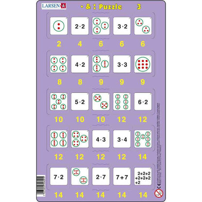 Set 16 Puzzle-uri Inmultire si Impartire, 25 Piese Larsen LRP49