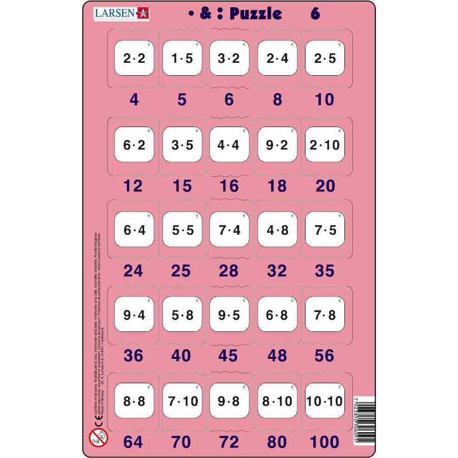 Set 16 Puzzle-uri Inmultire si Impartire, 25 Piese Larsen LRP49