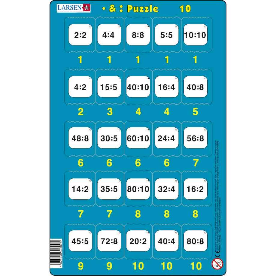 Set 16 Puzzle-uri Inmultire si Impartire, 25 Piese Larsen LRP49