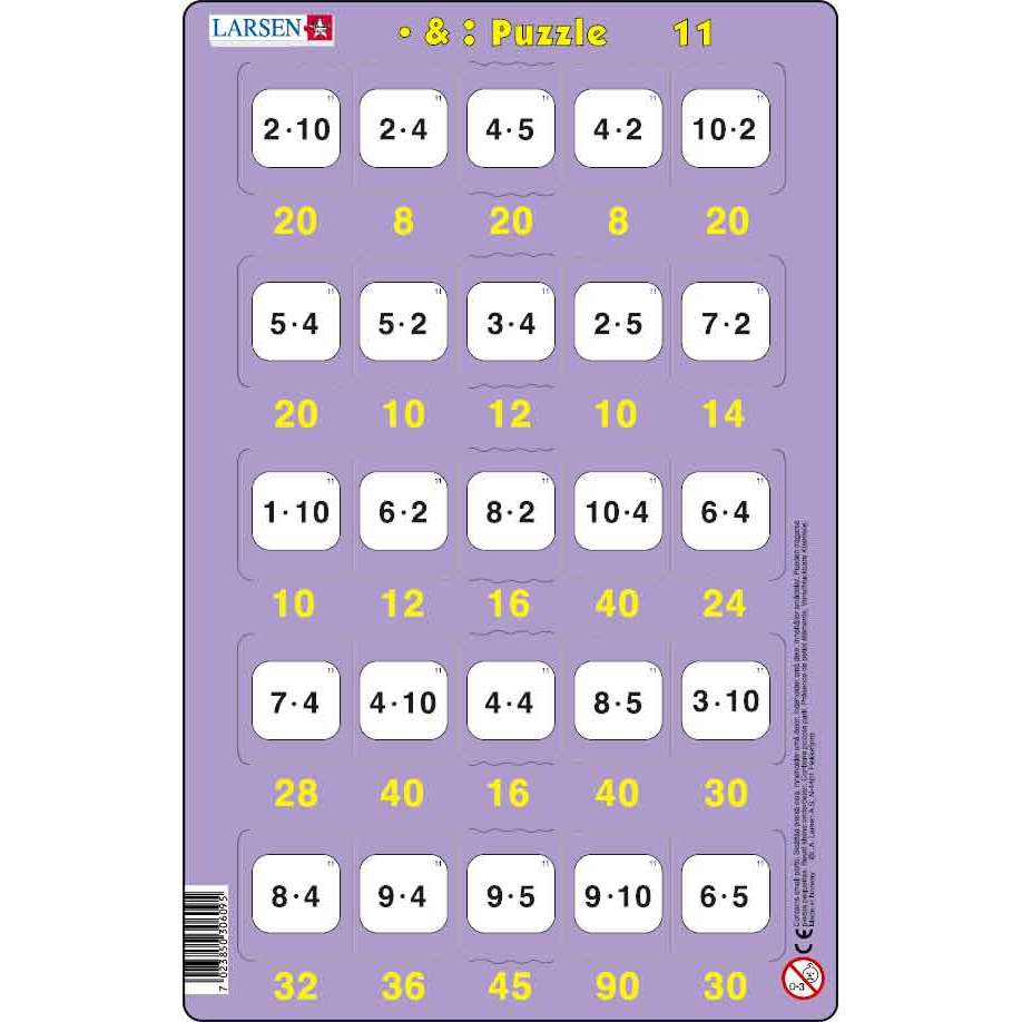 Set 16 Puzzle-uri Inmultire si Impartire, 25 Piese Larsen LRP49