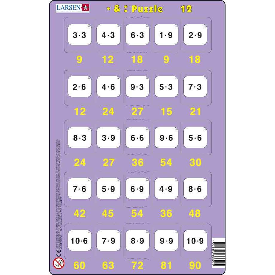 Set 16 Puzzle-uri Inmultire si Impartire, 25 Piese Larsen LRP49