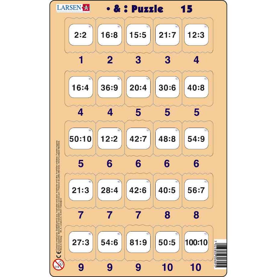 Set 16 Puzzle-uri Inmultire si Impartire, 25 Piese Larsen LRP49