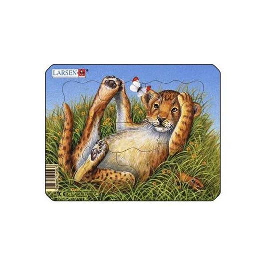 Set 4 Puzzle-uri Animale: Leu, Elefant, Maimuta, Zebra, 9 piese Larsen LRM9-NO