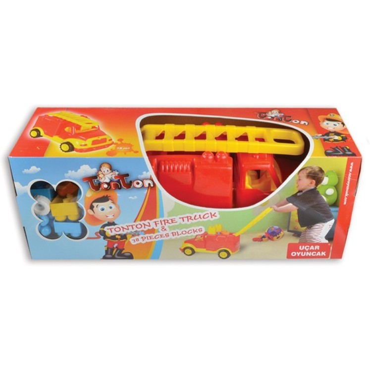 Masina pompieri 43 cm cu 38 piese constructie, in cutie Ucar Toys UC85