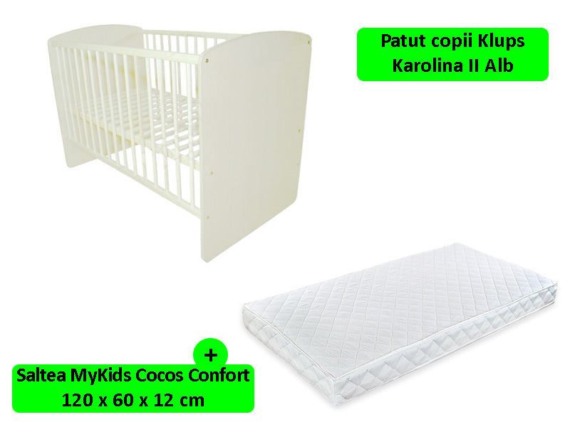 Patut Klups Karolina II Alb + Saltea Confort II 12