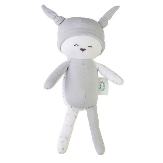 Papusa Textila din Bumbac Organic Gri Saro Baby