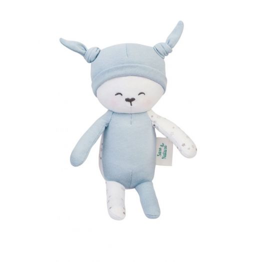 Papusa Textila din Bumbac Organic Bleu Saro Baby