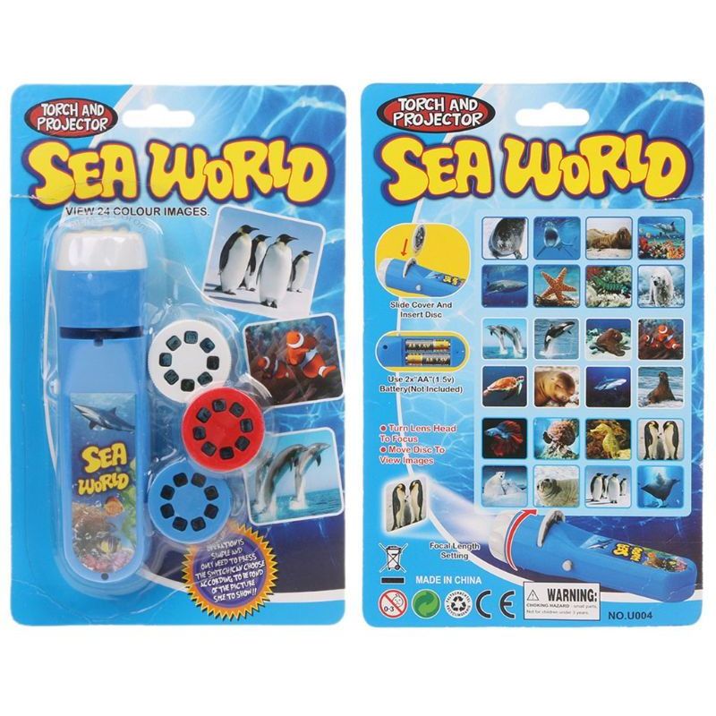 Lanterna proiector cu 3 diapozitive Animale Marine Bambinice BN019