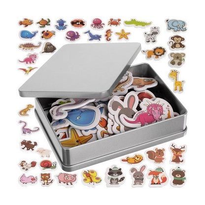 Set 40 magnetei pentru frigider cu animale in cutie metalica Iso Trade MY17484