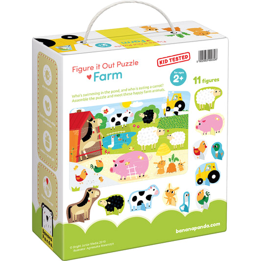 Puzzle educativ - Descopera animalele de la Ferma, 20 piese, 48x32cm Banana Panda BP49032