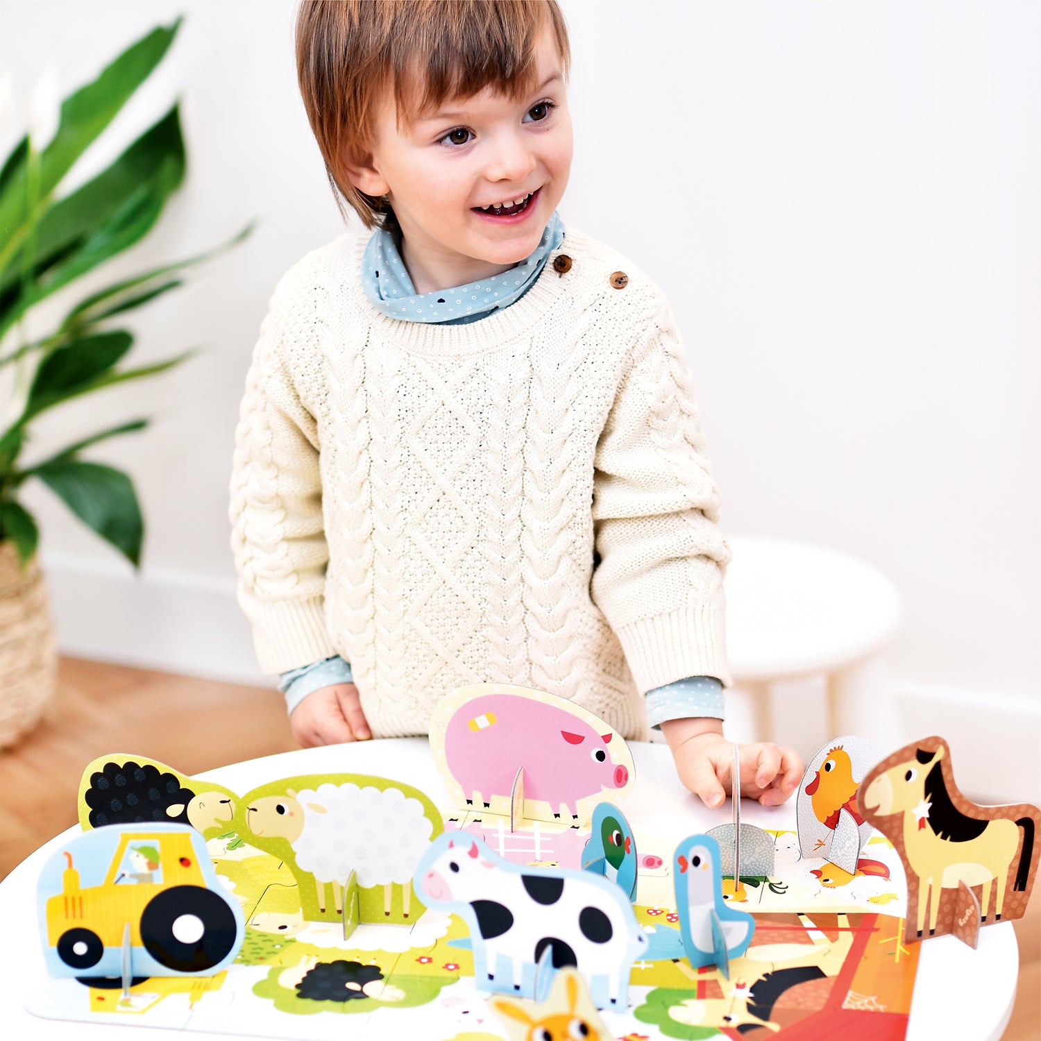 Puzzle educativ - Descopera animalele de la Ferma, 20 piese, 48x32cm Banana Panda BP49032