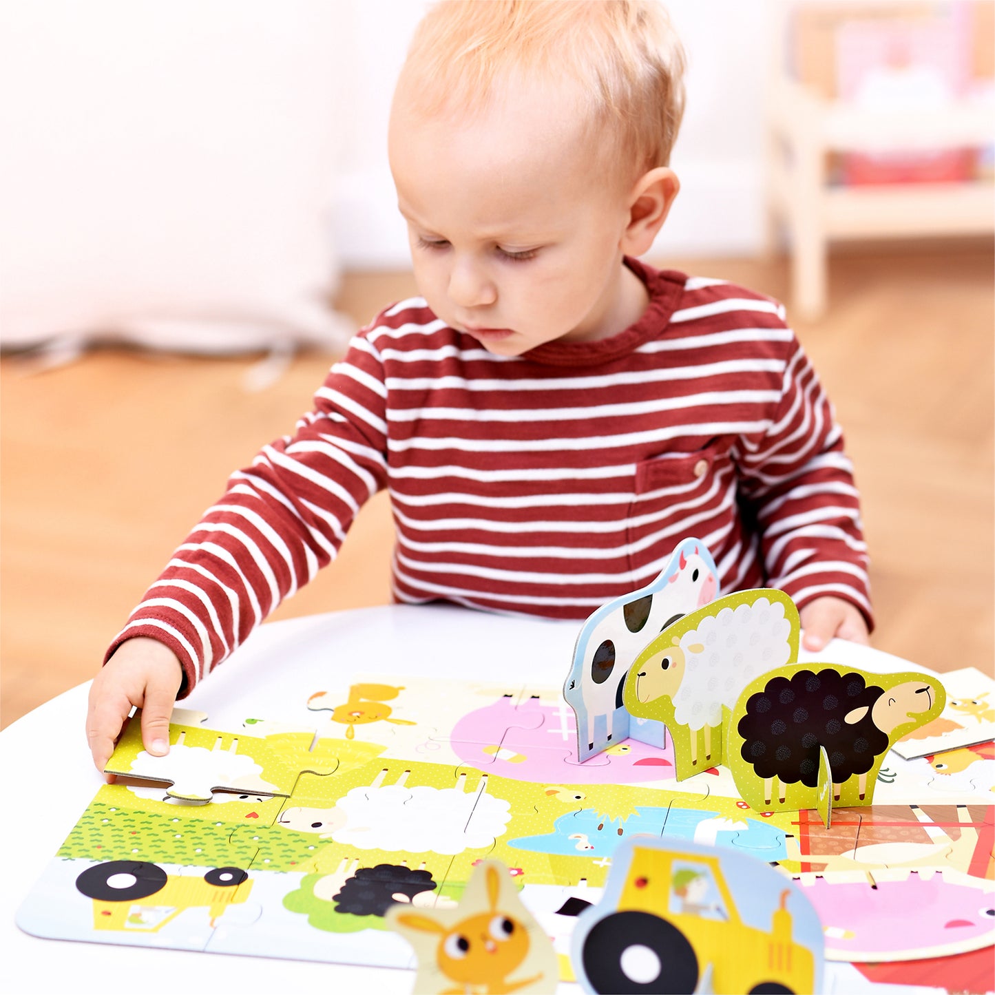 Puzzle educativ - Descopera animalele de la Ferma, 20 piese, 48x32cm Banana Panda BP49032