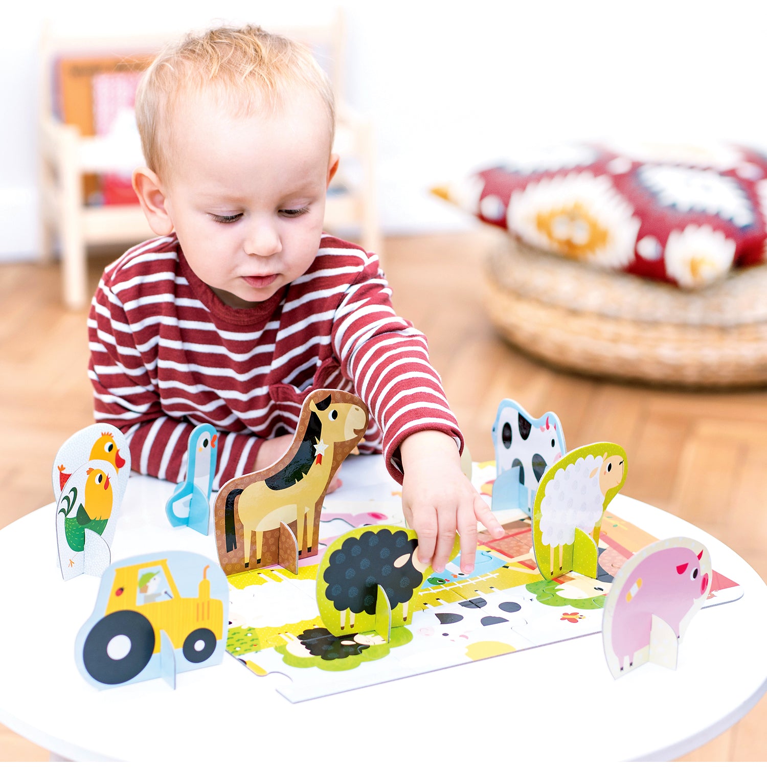 Puzzle educativ - Descopera animalele de la Ferma, 20 piese, 48x32cm Banana Panda BP49032