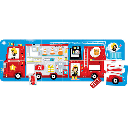 Puzzle Masina de pompieri, 23 piese, 98x33cm Banana Panda BP49044