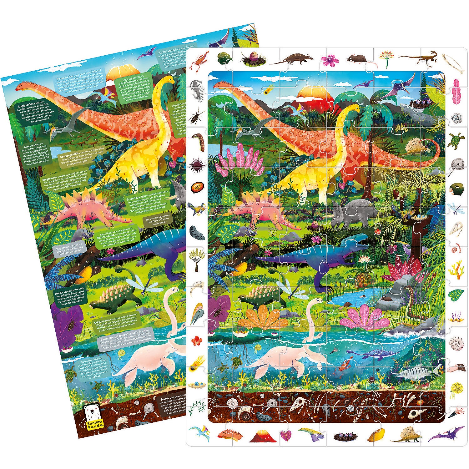 Puzzle Dinozauri 60 piese, 48x68cm Banana Panda BP49112