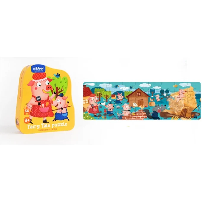Puzzle poveste â€“ Cei trei purcelusi, 36 piese Mideer MD3060