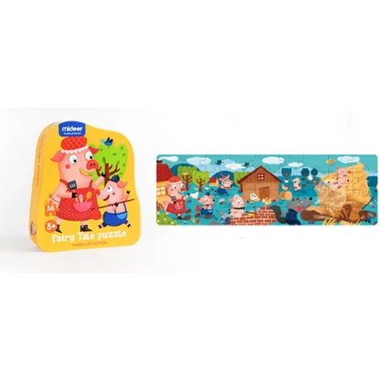 Puzzle poveste â€“ Cei trei purcelusi, 36 piese Mideer MD3060